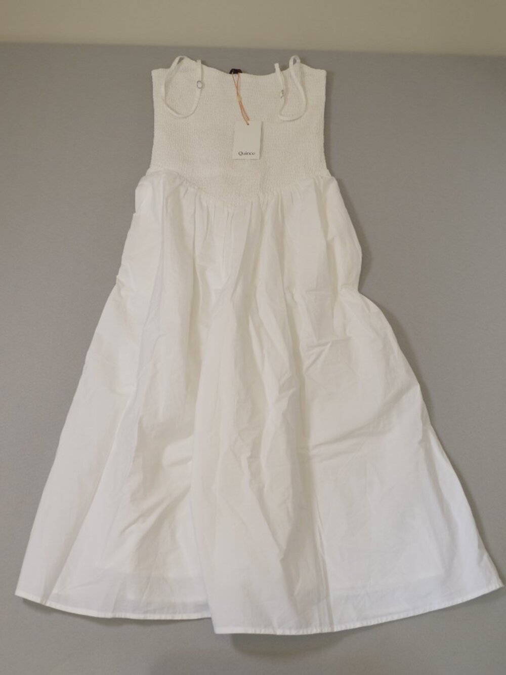 Quince Organic Cotton Poplin Drop Waist Midi Dress White M NWT